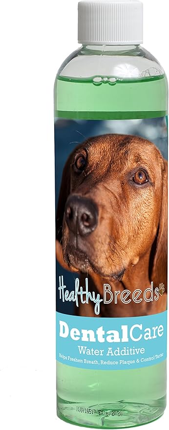 Healthy Breeds Dog Dental Care Water Additive for Redbone Coonhound - Helps Freshen Breath, Reduce Plaque & Control Tartar - Mint Flavor - 8 oz