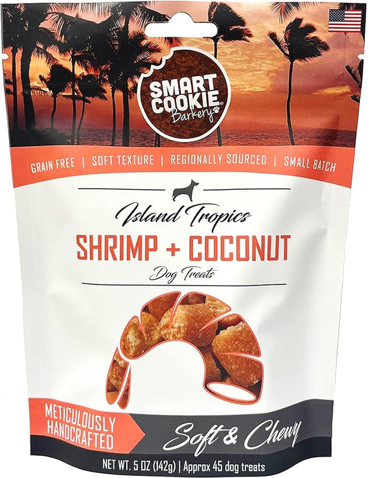 All Natural Dog Treats - Shrimp & Coconut - Healthy Dog Treats for Allergies, Sensitive Stomachs - Soft Dog Treats, Chewy, Grain Free, Human-Grade, Made in The USA - 5oz Bag, 1 Pack