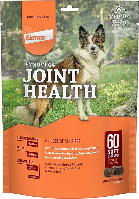 Pet Protect Synovi G4 Dog Joint Supplement Chews, 60-Count, for Dogs of All Ages, Sizes and Breeds
