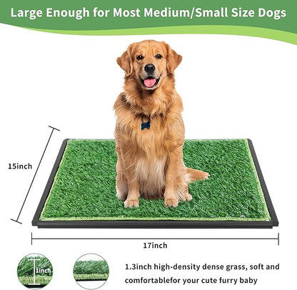 Grass Pad for Dogs,17”x25” Dog Grass Pad with Tray,Indoor&Outdoor Dog Potty Tray,Perfect Training Pet Portable Potty,Washable Puppy Pee Pad for Puppy Training Apartment,Balcony and Apartment Use