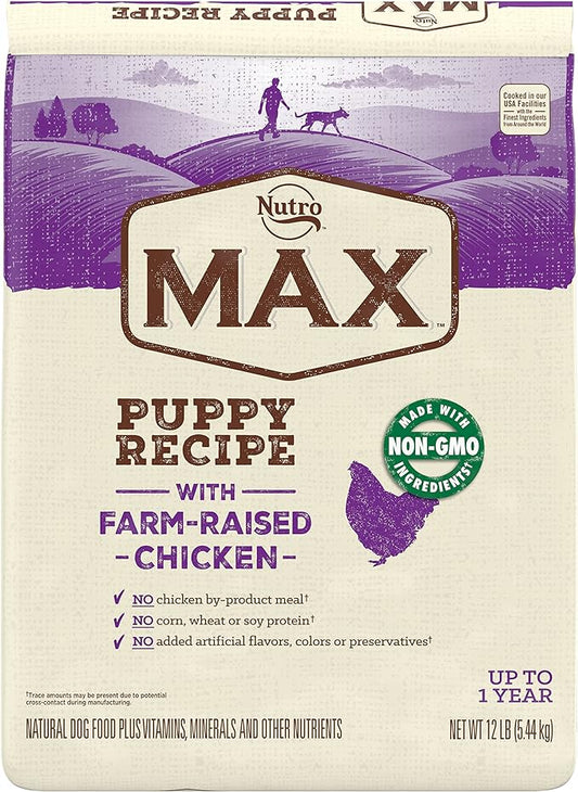 Nutro Max Puppy Recipe Dry Dog Food With Farm-Raised Chicken, 12 LB Bag