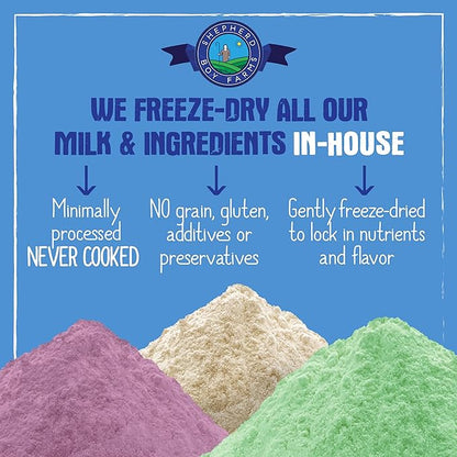 Freeze Dried Raw Goats Milk with Probiotics for Dogs & Cats (Super Greens), Organic USA Veggies & Fruits, High Protein, Digestible Goat Milk Powder, Dog & Cat Food Toppers