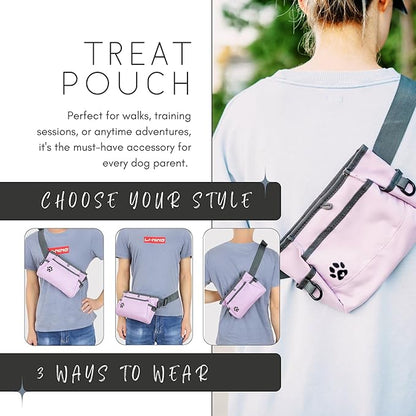 Dog Treat Pouches for Pet Training - Custom Design - Dog Treat Bag for Dog Training & Behavior Aids - Fanny Pack for Dog Walking Bag - Puppy Training Treat Pouch & Snacks Bag Pouch (Light Purple)