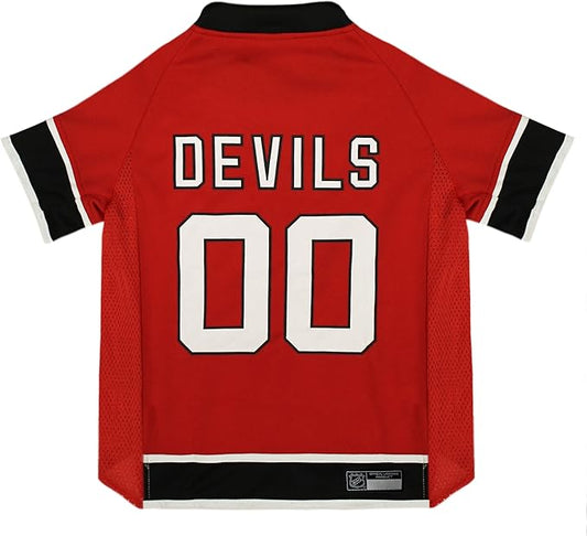 Pets First NHL New Jersey Devils Jersey for Dogs & Cats, X-Small. - Let Your Pet Be A Real NHL Fan!