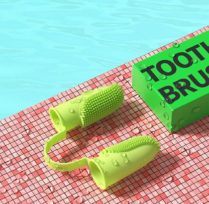 2 PCS Finger Toothbrush for Dogs, 135º Surround Bristles, Two Fingers Toothbrushes Kit for Dogs/Cats Teeth Cleaning, Dental Care for Dogs, Cats, Puppies and Small Pets (Green&Blue)