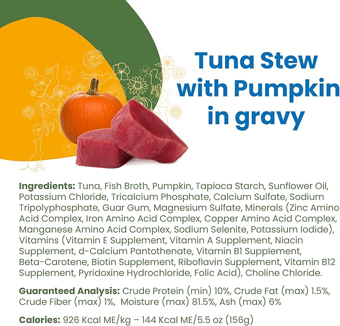 almo nature HQS Complete Wet Dog Food Tuna Stew with Pumpkin in gravy 5.5 oz (Pack of 48)