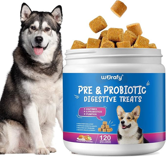 Probiotics for Dogs,Dog Probiotics for Digestive Enzymes,Gut Health,Itchy Skin,Allergies,Yeast Balance,Probiotics Chew for Dogs,Dog Probiotics for Small,Medium,Large Dogs,120 Count,Peking Duck Flavor