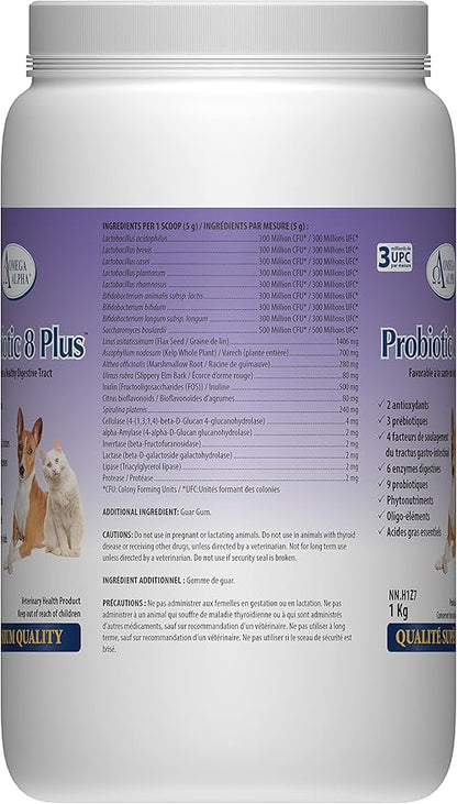 Probiotic 8 Plus Pet Probiotics | Enzymes & Fiber for Digestion | Natural Herbal Digestive Supplement |Reduces Indigestion | Specially for Cat & Dogs (1kg,1000g)