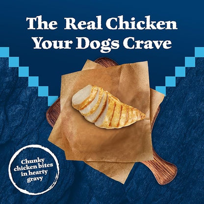 Blue Buffalo Wilderness Trail Toppers Wild Cuts High Protein Natural Wet Dog Food, Chunky Chicken Bites in Hearty Gravy, 3 Oz pouches (Pack of 24)
