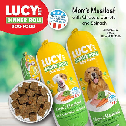 Lucy Pet Dinner Rolls- Mom's Meatloaf Chicken with Carrots and Spinach 2lb