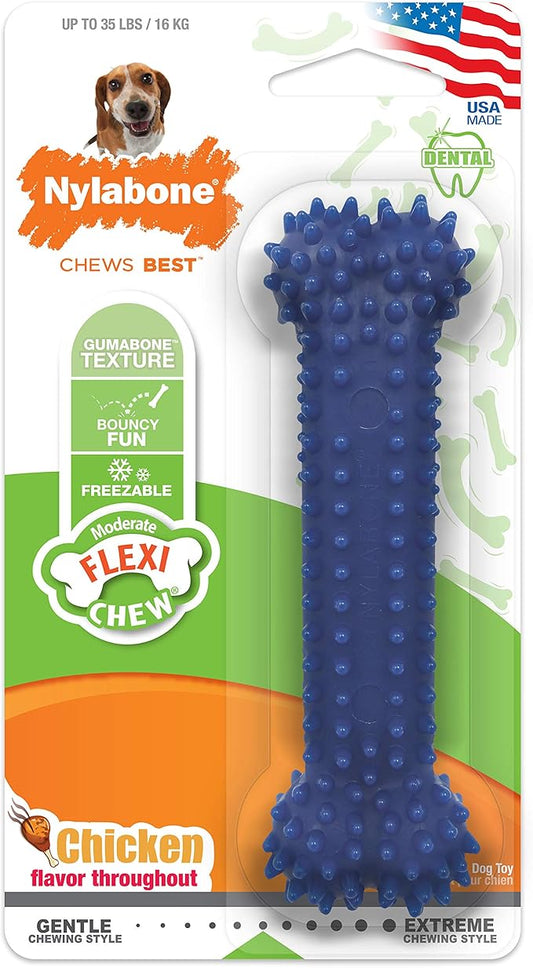 Nylabone Flexi Chew Moderate Textured Dental Chew Toy for Dogs, Chicken Flavor, Medium/Wolf (1 Count)