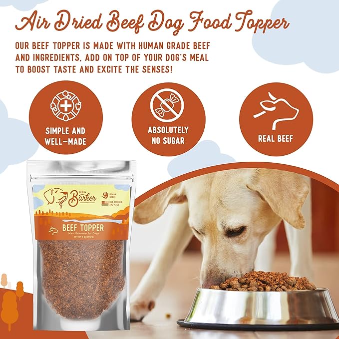 Beg & Barker Beef Dog Food Topper (5 oz, Pack of 1) - Premium Meal Mixers for Dogs - Healthy Dog Food Topper - All Natural, Dog Food Seasoning - High Protein Beef Dog Food Toppers