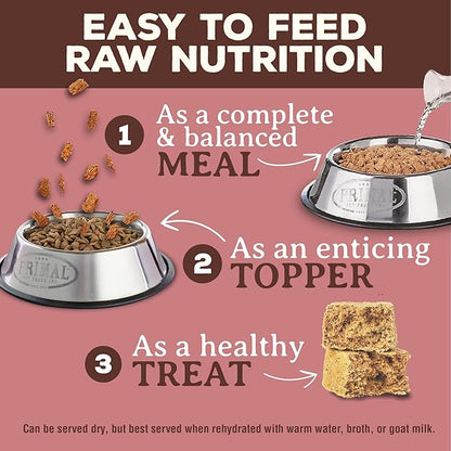 Primal Freeze Dried Dog Food Nuggets, Turkey & Sardine; Complete & Balanced Meal; Also Use as Topper or Treat; Premium, Healthy, Grain Free, High Protein Raw Dog Food, 14 oz