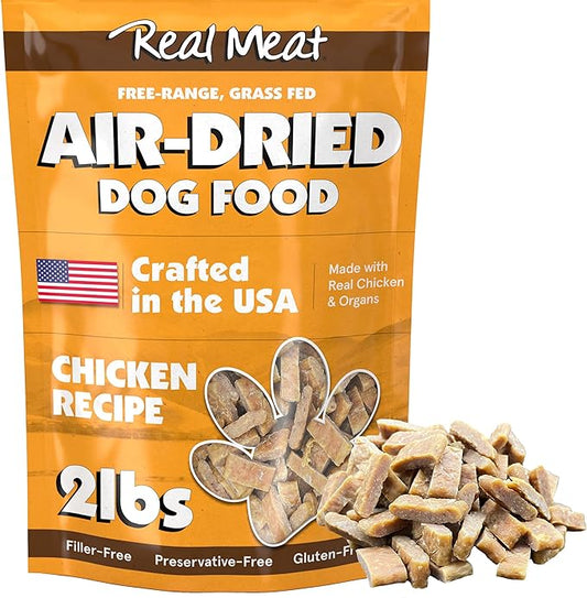 Real Meat Air Dried Dog Food w/Real USA Chicken - 2lb Bag of Grain-Free Real Meat Dog Food Sourced from Free-Range, Cage-Free Chicken - Digestible, All Natural, High Protein Chicken