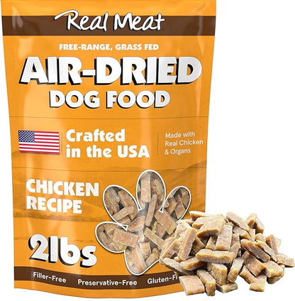 Real Meat Air Dried Dog Food w/Real USA Chicken - 2lb Bag of Grain-Free Real Meat Dog Food Sourced from Free-Range, Cage-Free Chicken - Digestible, All Natural, High Protein Chicken