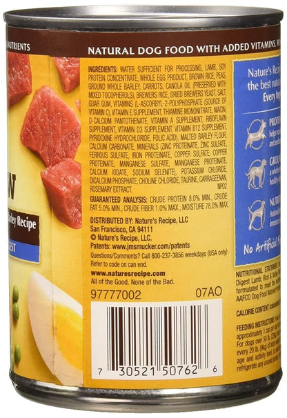 Nature's Recipe Easy to Digest Wet Dog Food, Lamb, Rice & Barley Cuts in Gravy Recipe, 13.2 Ounce Can