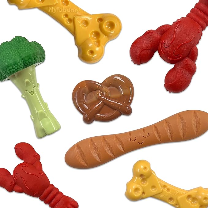 Nylabone Baguette Bread Dog Toy Power Chew – Cute Dog Toys for Aggressive Chewers – with a Funny Twist! Bistro-Style Roast Chicken Flavor, Large/Giant
