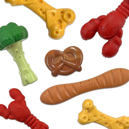 Nylabone Baguette Bread Dog Toy Power Chew – Cute Dog Toys for Aggressive Chewers – with a Funny Twist! Bistro-Style Roast Chicken Flavor, Large/Giant
