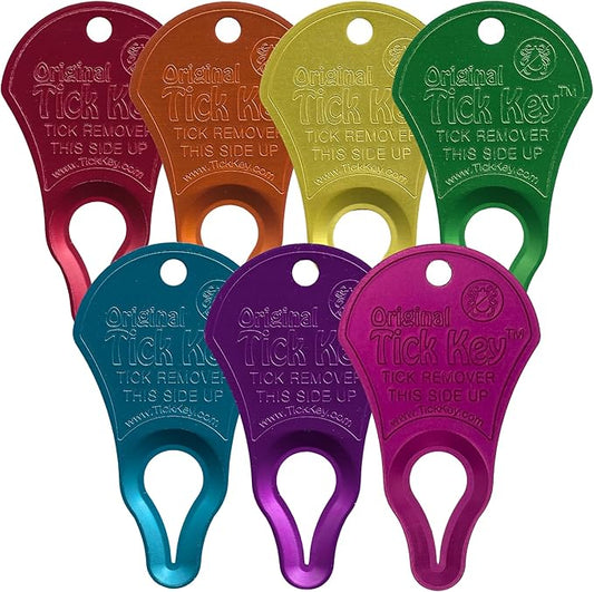 The Original Tick Key -Tick Detaching Device - Portable, Safe and Highly Effective Tick Detaching Tool (Rainbow 7 Pack)