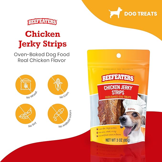 Beefeaters Chicken Jerky Strips Dog Treat, 3oz -Case of 6