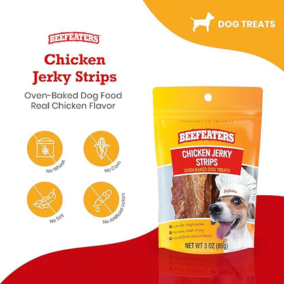 Beefeaters Chicken Jerky Strips Dog Treat, 3oz -Case of 6