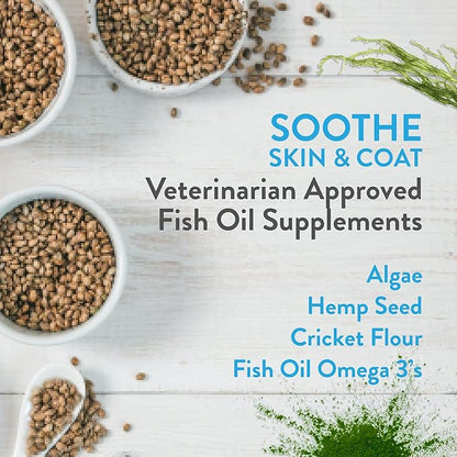 Green Gruff Soothe Dog Skin and Coat Supplement - Healthy Coat for Dogs, Dog Itching Skin Relief - Organic Dog Allergy Chews with Omega 3 - Made in USA - 24 Chews