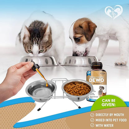 Cats & Dogs Natural Broad Spectrum Treatment & Herbal Medicine for Remove Parasites & Toxins - Probiotic Supplement Drops Made in USA