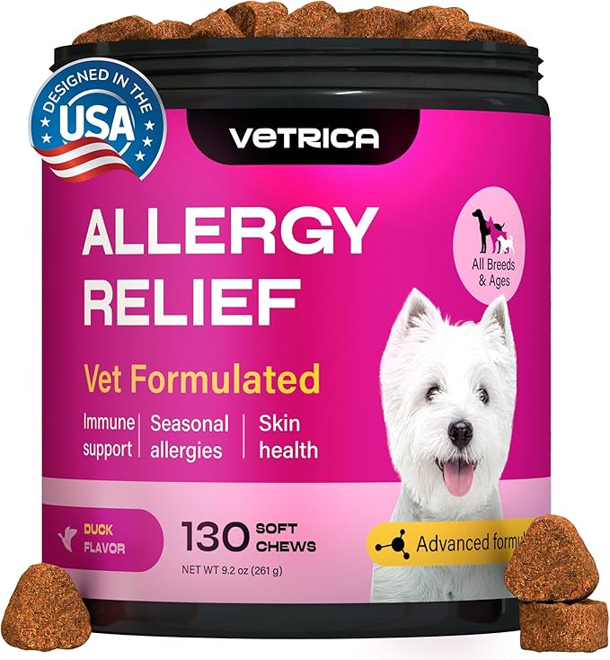 Dog Allergy Relief Chews - Dog Itching Skin Relief - Anti Itch for Dogs - Dog Itch Relief Chews - Hot Spot Treatment - Seasonal Allergy Support Supplements - Allergy Chews - Allergy Immune Treats