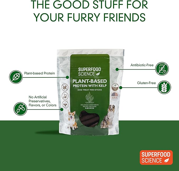 Hypoallergenic Healthy Dog Treats: Plant-Based Vegetarian Dog Treats w/Sweet Potato, Chia, Flaxseed & Coconut Oil for Skin & Coat, Gluten-Free Vegan Protein Dog Training Snack, 5 oz
