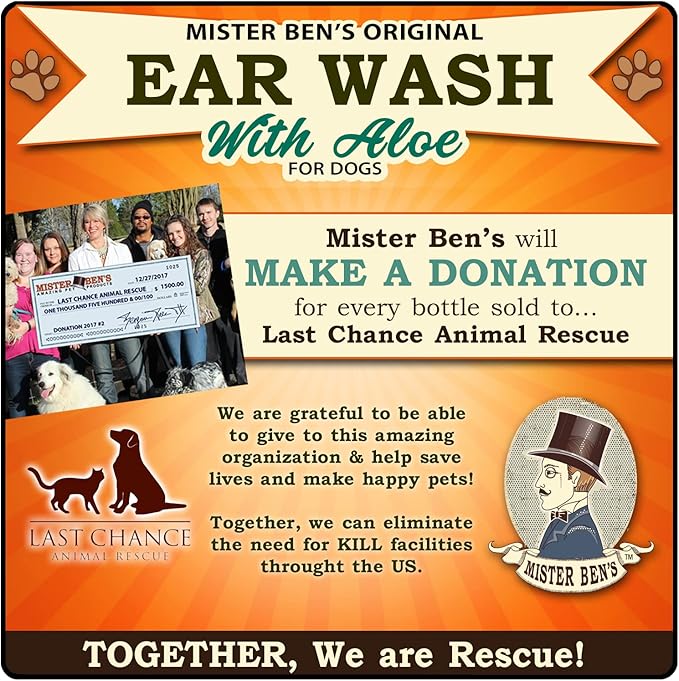 MISTER BEN'S Original Dog Ear Cleaner - Natural, Effective Dog Ear Infection Treatment & Cleanser (Wash)