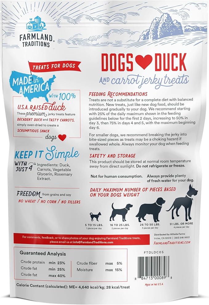 Farmland Traditions Filler Free Dogs Love Duck & Carrot Premium Jerky Treats. (13.5 oz)