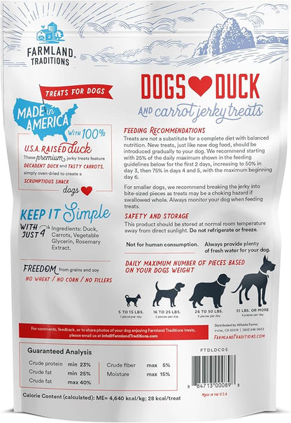 Farmland Traditions Filler Free Dogs Love Duck & Carrot Premium Jerky Treats. (13.5 oz)