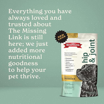 The Missing Link Hip & Joint + Probiotics Supplement 8oz Bag - Superfood Powder for Dog Cartilage & Bone Health, Joint Mobility & Flexibility