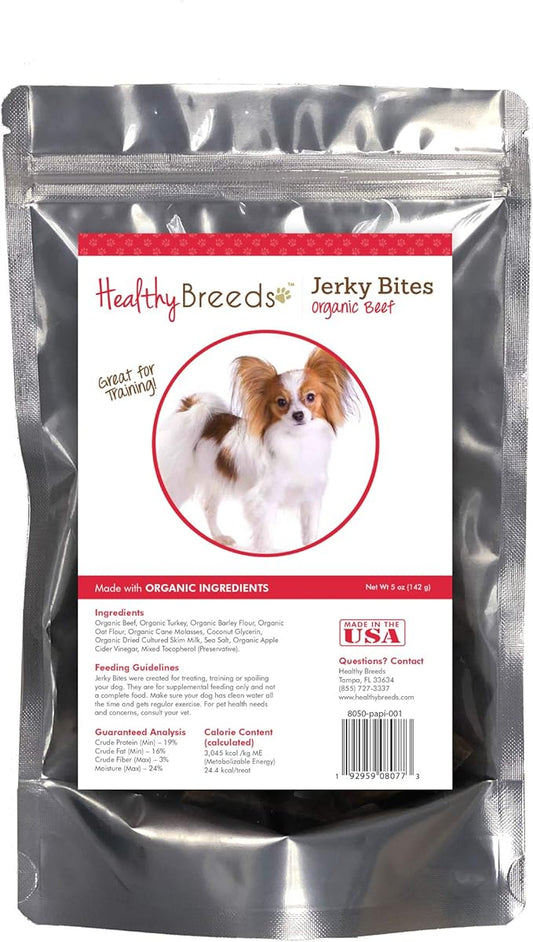 Healthy Breeds Papillon Jerky Bites Beef Recipe Dog Treats 5 oz
