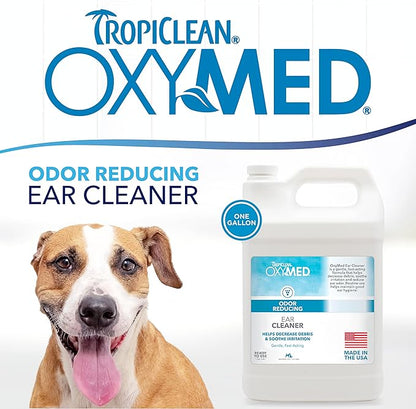 TropiClean Oxymed Cat & Dog Ear Cleaner Solution | Care Solution for Pet Ears | Suitable for Dogs & Cats | 1 Gallon