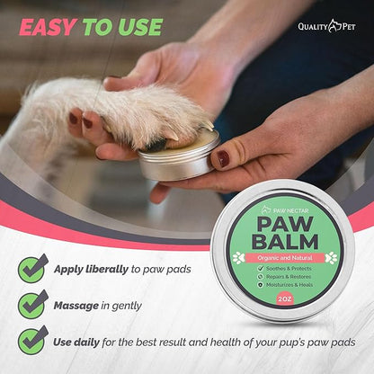2-Pack Paw Nectar Dog Paw Balm, 4 Oz | Heals, Repairs & Restores Dry, Cracked & Damaged Paws | 100% Organic & Natural Cream Butter Wax Moisturizer for Dog Feet & Foot Pads