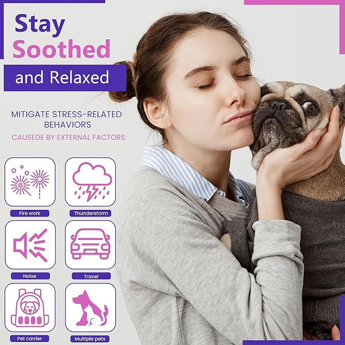 Calming Collar for Dogs Relief Anxiety Stress Separation Anxiety Relief for Dogs Adaptil Bad Behavior 25 Inches Size Dog Flea Collar Flexible Adjustable Pheromones Calm, 4 Pack