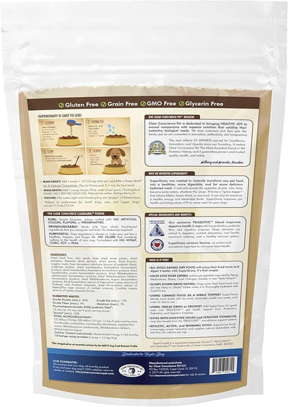 SuperGravy PAW Jus - Natural Dog Food Gravy Topper - Hydration Broth Food Mix - Human Grade – Kibble Seasoning for Picky Eaters – Gluten Free & Grain Free, 01071, 90 Scoop