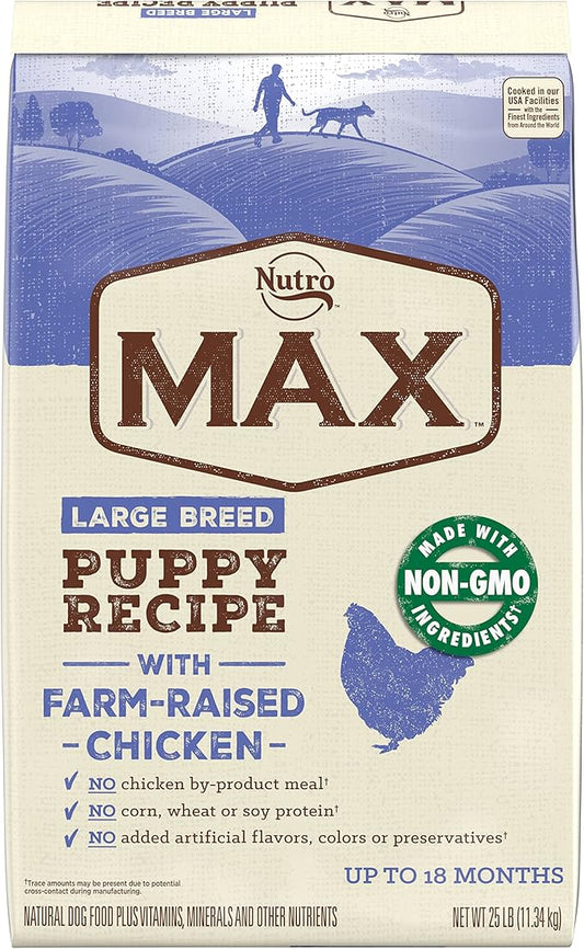 Nutro Max Large Breed Puppy Recipe Dry Dog Food With Farm-Raised Chicken, 25 LB Bag