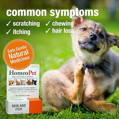HomeoPet Skin and Itch, Safe and Natural Itch Relief for Dogs and Cats, Coat and Skin Soother for Pets, 15 Milliliters