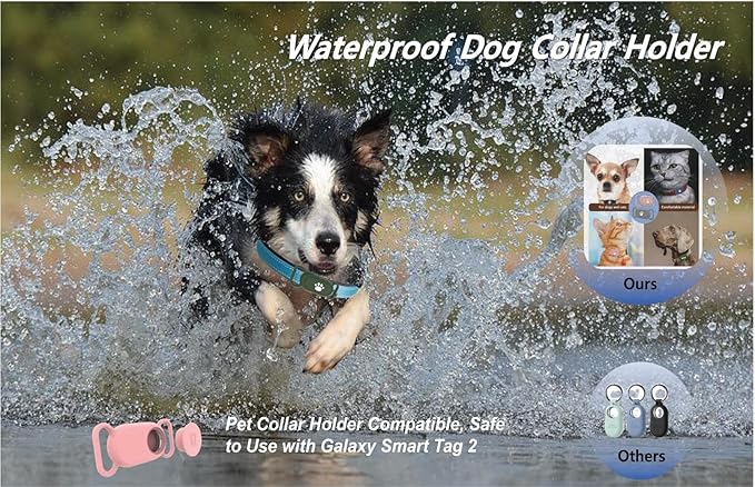 5 Pack Dog Collar Holder Compatible with Samsung Galaxy Smarttag 2,Waterproof Silicone Tracker Case Holder for Samsung Galaxy Smart Tag 2,Anti-Scratch Pet Dog Cat Collar Smarttag2 Case