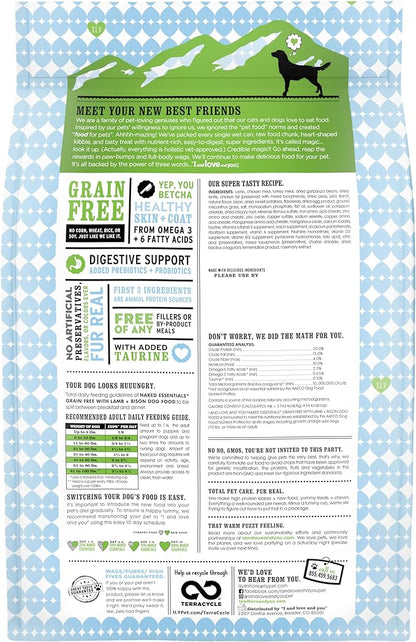 I and love and you Naked Essentials Dry Dog Food - Lamb + Bison - High Protein, Real Meat, No Fillers, Prebiotics + Probiotics, 11lb Bag