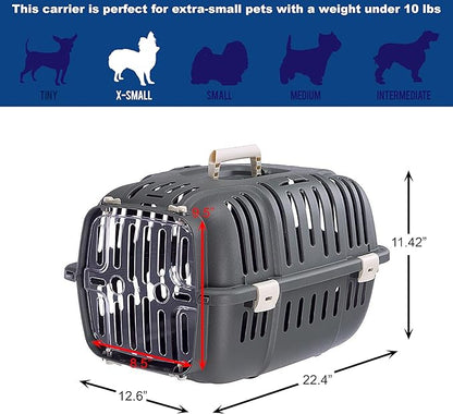 Ferplast Jet Pet Carrier: Value Dog Carrier Suitable for XS Dog Breeds & Small Cats, Assembled Dimensions: 22L x 14.5W x 13H inches, Gray, (73043021PBUS)