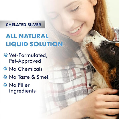 PetSilver Immune Support Supplement, Promotes Respiratory Health in Cats and Dogs, Helps Cough & Allergies, Nebulizer Solution, All Natural Dog Allergy Relief, Patented Chelated Silver, 16 oz