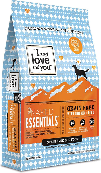 I and love and you Naked Essentials Dry Dog Food - Chicken + Duck - High Protein, Real Meat, No Fillers, Prebiotics + Probiotics, 23lb Bag