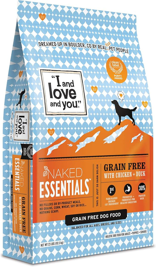 I and love and you Naked Essentials Dry Dog Food - Chicken + Duck - High Protein, Real Meat, No Fillers, Prebiotics + Probiotics, 23lb Bag