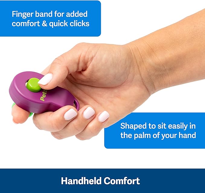 PetSafe Clik-R Dog Training Clicker - Positive Behavior Reinforcer for Pets - All Ages, Puppy and Adult Dogs - Use to Reward and Train - Training Guide Included - Purple