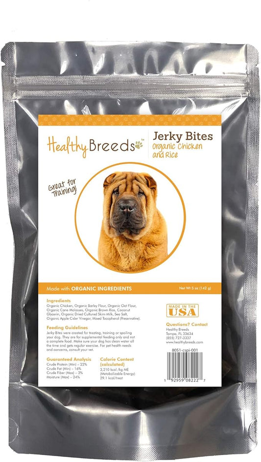 Healthy Breeds Chinese Shar Pei Jerky Bites Chicken & Rice Recipe Dog Treats 5 oz