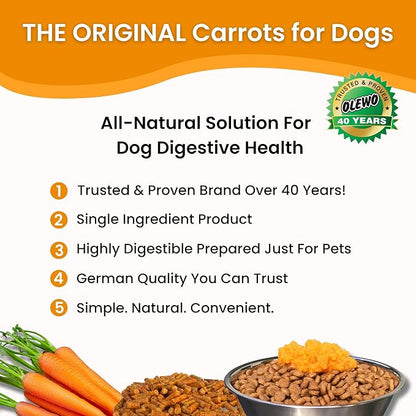 Olewo Original Carrots for Dogs – Fiber for Dogs Keep Poop Firm, Digestive Dog Food Topper, Skin & Coat Support, Dehydrated Whole Food Dog Multivitamin, Gut Health for Dogs, 1 lb