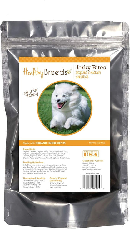 Healthy Breeds American Eskimo Dog Jerky Bites Chicken & Rice Recipe Dog Treats 5 oz